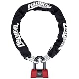RADIKAL RK75120 Bremsscheibenschloss + Hochsicherheitskette Motorrad Diebstahlsicherung Zugelassen CLASSE SRA, 120 cm, rot und Schwarz