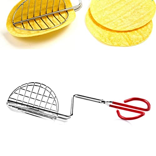 Fabricante de tacos, acero inoxidable con caparla de carcasa casera con mango largo Herramienta de cocina de freidora profunda para hacer conchas crujientes de taco