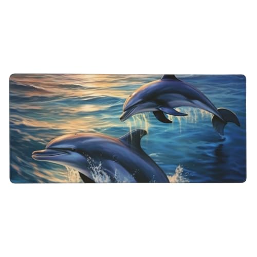 Tapis de souris de jeu étendu 90x40 cm dauphins grand tapis de bureau