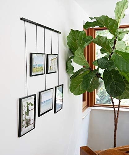 Umbra Exhibit Picture Frame Gallery Set, Adjustable Collage Display for 5 Photos, Prints, Artwork and More, Holds two 4 x 6" and three 5 x 7" Photos, Black, 5 Frames