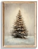 uniro Christmas Wall Art Prints, Vintage Christmas Decor, Rustic Winter Pine Forest Christmas Trees Canvas Art Prints Poster Painting, Farmhouse Christmas Forest Landscape Winter Art Picture Aesthetic for Bedroom Bathroom Living Room Office Decor (8' x 10'-UNFRAMED)