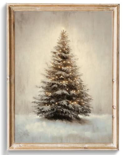 uniro Christmas Wall Art Prints, Vintage Christmas Decor, Ru