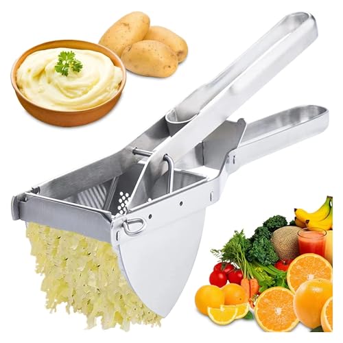 Potato Ricer Masher Stainless Steel Kitchen Tool Comfortable Handle Multifunctional Fruit Vegetable Masher for Smooth Fluffy Mashed Potatoes Baby Food Fruit juices Mashed Vegetables