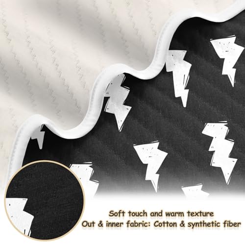 Image of Doodle White Lightning Bolt Baby Swaddle Blanket for Boys and Girls, Muslin Baby Receiving Swaddle Blanket, Soft Cotton Nursery Swaddling Blankets for Newborn Toddler Infant