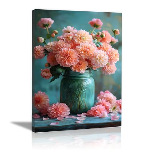 Toile de fleur de aquarelle 60x90cm nature morte orange corail