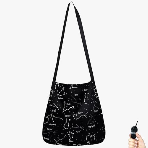 BeeGreen Stars Ultimate Crossbody Tote Bag - Reusable Grocery Shopping Bag - Foldable Compact Portable Machine Washable