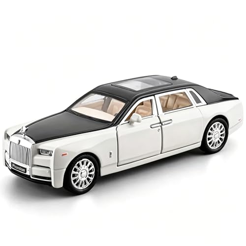 TGRCM-CZ Compatible pour 1/32 Rolls-Royce Phantom Model Car Toy Car avec son et lumière pour enfants garçons filles, corps métallique porte ouverte blanc,...