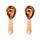 AMNGYOOK 2 Stück Kaffeeschaufel, Edelstahl-Kaffeebohnen-Messlöffel, kurzer Griff, Esslöffel für Kaffee, Tee, Zucker (30 ml, Roségold)