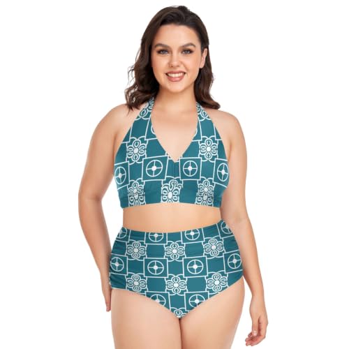 Ensemble de bikini grande taille de luxe gainant et ajustable bleu sarcelle