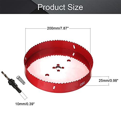 Utoolmart 200mm Bi-Metal Hole Saw M42 High Speed Steel Holesaw Blade 25mm Cutting Depth Opener Cutter Drill Bit with Triangular Handle for Wood Sheet Metal Plastic Fiberboard - Image 2