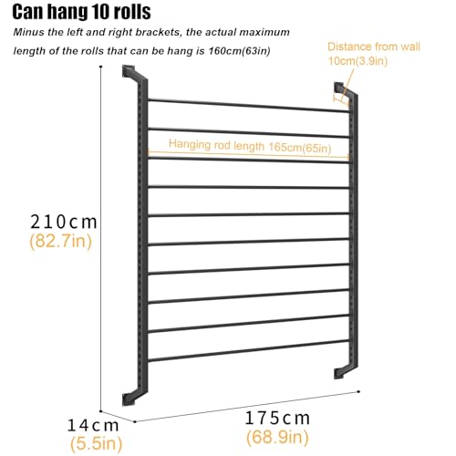 Estante de pared para vinilos de coche con altura ajustable y 10 varillas 4