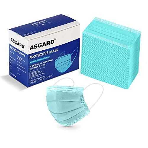 Image of ASGARD Nonwoven Fabric Disposable Multilayer Protective Mask (Blue, Pack of 50) for Unisex