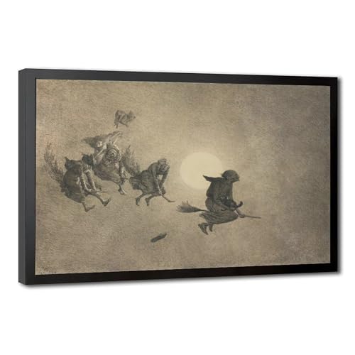 Toile William Holbrook Witch's Ride 1870 avec cadre suspendu haute finition