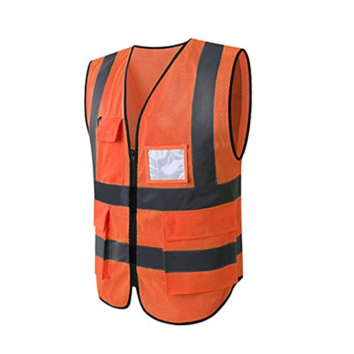 Preisvergleich Produktbild HYCOPROT Sicherheitswesten Warnweste Hohe Sichtbarkeit Reflektierendes Mesh Weste Executive Manager Workwear Jacke Zip 2 Band Brace Sicherheit Handytasche Ausweishalter