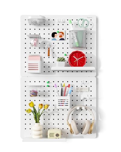 PEGZONE Pegboard Wall Organizer Combination Kit,Overall 33.1"x20.5" Metal Office Pegboard