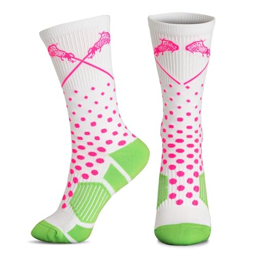 Image of ChalkTalkSPORTS Girls Lacrosse Socks - Mid-Calf Crew - Youth & Adult | Moisture-Wicking Performance Blend, Athletic Lax Gear, Stay-Up Technology, Arch Support, Breathable, Girls and Women