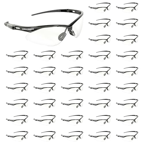 Malta Dynamics APEX Safety Glasses Anti Scratch and Anti Fog Protection Construction Safety Glasses for Men and Women ISEA & ANSI Z87 Compliant (Clear 36 Pairs)