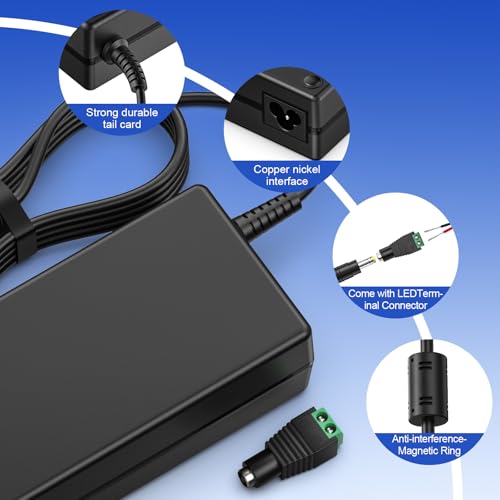 Image of 120W 24V 5A Power Supply, AC DC Adapter for Laptop, CCTV Camera, LCD Monitor, 5050 3528 LED Strip - 5.5x2.5mm Connector
