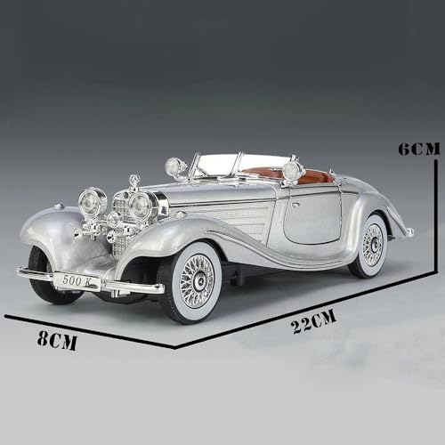 Image of 1:24 Diecast Vintage Toy Car Die Cast Metal Classic 500ki Car Light Sound Pull Back Openable Door Cars for Kids