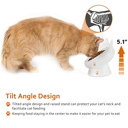 Lesotc Cat Bowls, Ceramic Cat Food And Water Bowl Set Anti Vomiting thumb #1