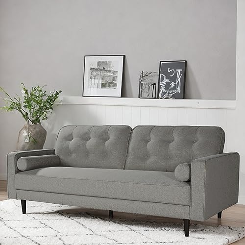 WEALTHOME Spacious Mid-Century Modern Upholstered Sofa with Solid Wood Frame,