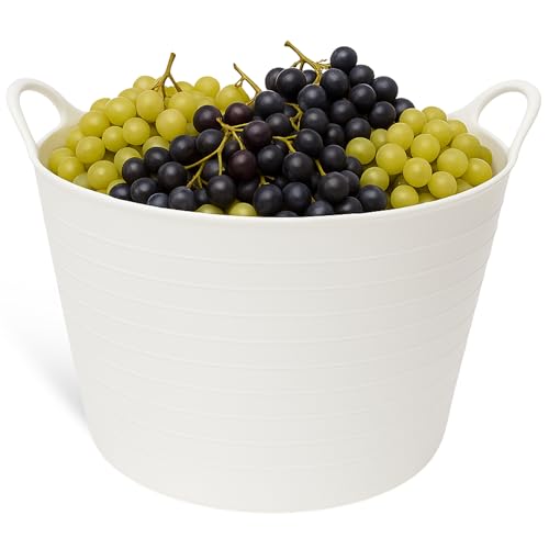 Capazo Uso alimentario, Espuerta de plástico Flexible, Fabricado en PE-LD con Certificado Uso alimentario, 42 litros, Diámetro Superior 44 cm, Diámetro Inferior 34 cm, Altura 32.5 cm, Blanco