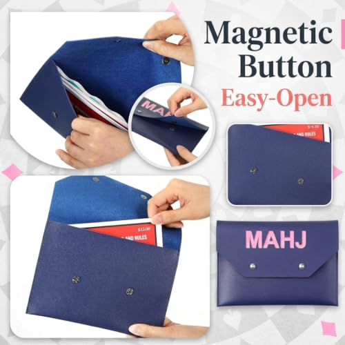 Image of PATPAT 8x6In PU Leather Mahjong Card Holder File Clutch Pouch with Secure Closure, Mahjong Accessories ID Card Pouch