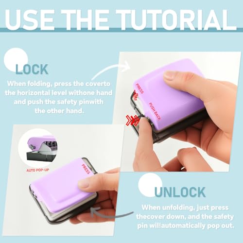 Spiralbindemaschine – Mini-6-Loch-Locher, kreative DIY-Buchbindemaschine für Planer, A4 – 30 Löcher, A5 – 20, B5 – 26 Löcher mit 16 Stück 6-Loch-Loseblatt – Violett