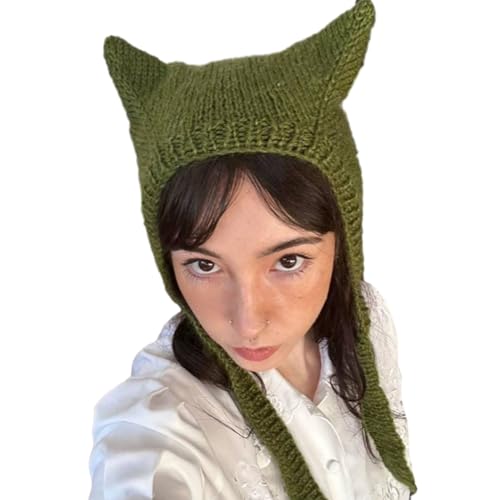 Bonnet d'oreille femme Y2K à rayures et oreilles de chat