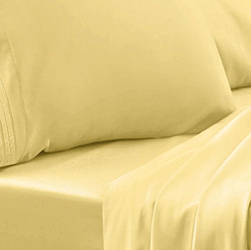 Twin Sheets - Breathable Luxury Sheets With Full Elastic & Secure Corner Straps Built In - 1800 Supreme Collection Extra Soft Deep Pocket Bedding Set, Sheet Set, Twin, Yellow #TOP4