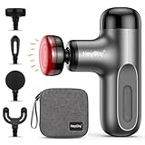HEYCHY Mini Pistola De Masaje Con Calor, Masajeador Muscular De Percusión Portátil Con 4 Cabezales De Masaje Para Atletas