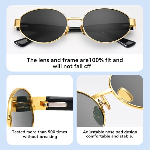 Dollger Polarized Oval Sunglasses for Women Trendy Small Gold Frame Retro Sunglasses Designer Shades UV400 Protection3