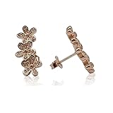 LA TRIADE STUDIO Pendientes de flor de plata 925 con circonitas, bañados en oro, oro rosa o rodio, cómplice discreto de cada estilo, desde la luz del día hasta la magia de una noche especial., 20 mm x