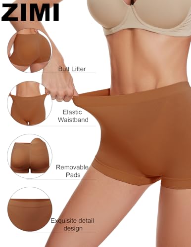 Image of Zimi Collection Butt Lifter Panties Shaperwear for Women Seamless Hip Enahncer Body Shaper Boyshort Padded Underwear