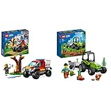 Produkt 1: Kinder bauen einen LEGO Geländewagen mit grobstolligen Reifen, einem zu öffnenden Cockpit und einem Wasserwerfer, um die Flammen zu löschen - bereit, zur Rettung zu eilen, wenn der Notruf kommt