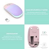 seenda Maus Kabellos, 2,4G Funkmaus mit 1600 DPI für PC/Laptop/Linux, 3 Leise Tasten, Für Links- und Rechtshänder, 18 Monate Akkulaufzeit(Rosa & Lila)