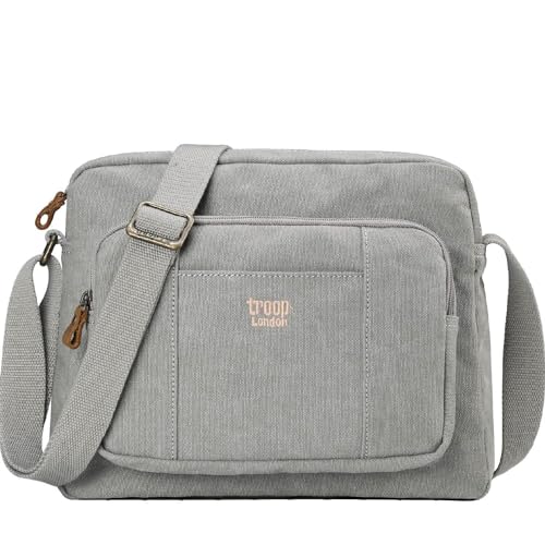 Troop London Trp0234 Classic Canvas Across Body Bag - Ash Grey