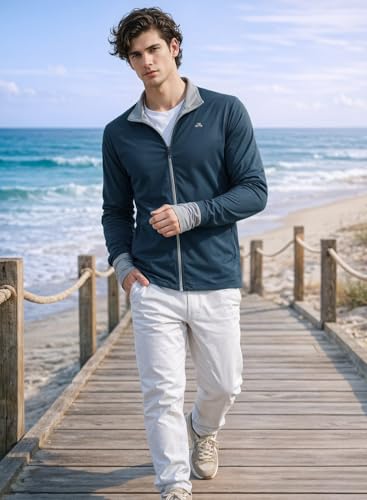 Image of ADRO Sunscreen Jacket for Men UV Sun Advanced Protection Running Jackets For Mens Biker Jackets with Zipper Sports jacket for men