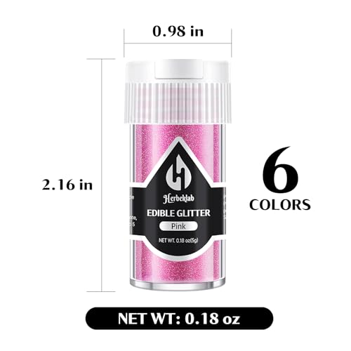 Edible Glitter for Cocktails - 6 Colors Luster Dust Edible Drink Glitter Food Grade Metallic Shimmer Powder Cake Sprinkles for Beverage Chocolate Candy, 5g/Bottle