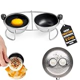 Eggssentials Egg Poacher Insert Stainless Steel Poached Egg Cooker Eggs Poaching Cup PFOA Free Egg Poachers Nonstick, 6.25" Rack Compatible with Skillet Instant Pot Pressure Cooker, 2 Poached Cups