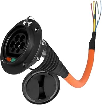 Type 2 Mennekes IEC 62196-2 Car Socket/Inlet Electric Vehicle End, 32A 22kW, Three Phase with 1m Cable