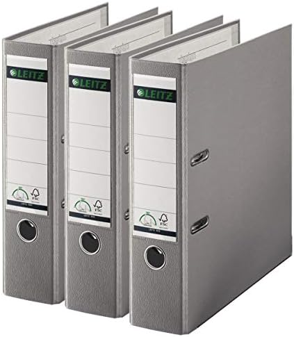 Leitz Lever Arch File, Black, Plastic, A4, 80 mm spine, Pack 3, 310335195
