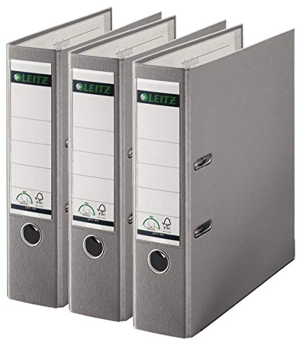 Leitz Qualitäts-Ordner 180° Plastik, A4, Grau, 8,2 cm Rückenbreite, PP-laminierter Einband, 10105085 (3)