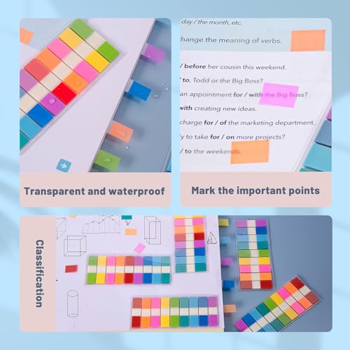 VICDUEKG 900 Blätter Sticky Notes Haftstreifen Klebezettel Transparent Page Marker Klein Haftstreifen Wiederbeschreibbar Durchsichtige Index Tabs für Schreibwaren Aesthetic Studieren Büro