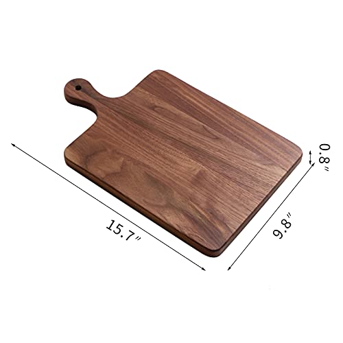Muso Wood Walnut Cutting Board For Kitchen, Wooden Chopping Board With Handle To Hang, Square Bread Pizza Cheese Board, Charcuterie Board Used For Serving Platter 15.7X9.8 Inch #TOP5
