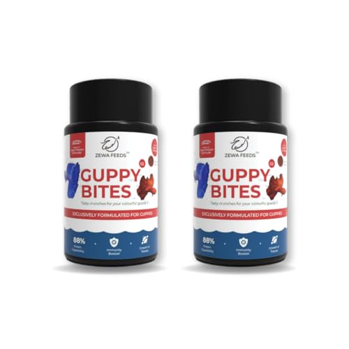 Image of Guppy Bites 45g (Pack of 2) | High Protein Fish Food for Guppy & Small Fish | Micro Pellets 0.3-0.6 mm | 88% Digestibility | Rapid Growth & Vibrant Color
