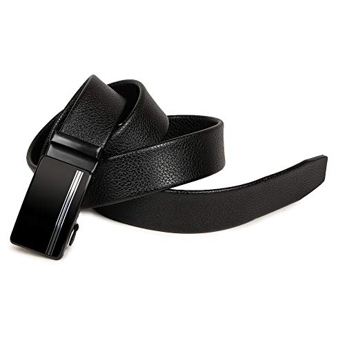 VOGARD Men's Vegan Leather Belt for Men | Formal & Casual | Autolock Buckle,Black | Fit all size upto 40 Inches Waist size