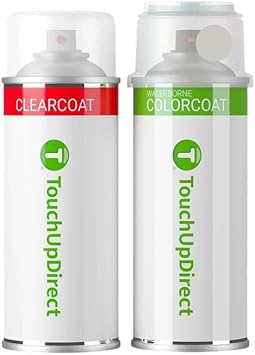 TouchUpDirect Car Paint Touch Up Spray Kit Compatible with Chevrolet GAN/WA636R Quicksilver Metallic Exact Match Auto Paint Kit with Car Color Spray and Clearcoat, for Repainting or Scratch Repair, Essential Kit