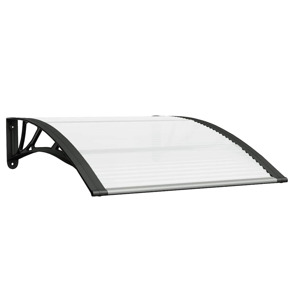 Markiza drzwiowa czarna przezroczysta 100x75 cm poliwęglan | Aluminiowa rama i uchwyty ABS, odporne na warunki atmosferyczne, łatwa instalacja, akcesoria w zestawie