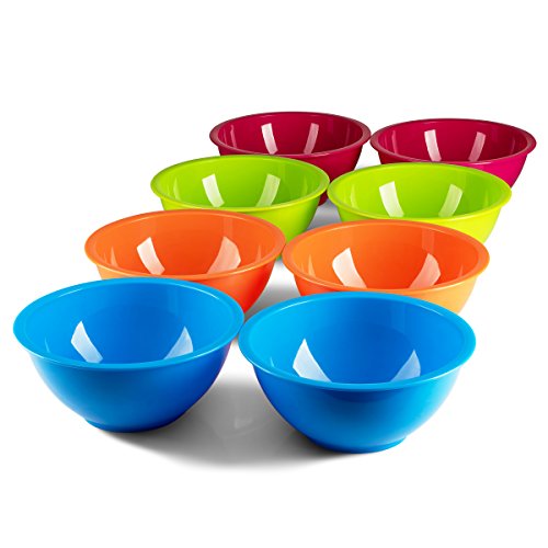 Plaskidy Cereal Bowls, Includes 8 Plastic Bowls, 22 Oz, Microwave/Dishwasher Safe, Bpa Free, 4 Bright Colors, Great For Cereal Bowls, Soup Bowls, Kids Bowls. #TOP4